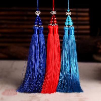 Pendente Antico Stile Cinese con Doppia Frangia a Nappa per Ventagli Rotondi o Pieghevoli - Accessorio Decorativo per Ventaglio.