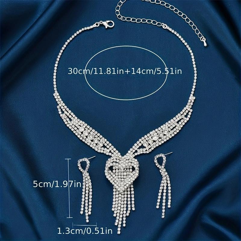 Ladies' Zircon, Equipped with Rhinestone Tassel Earrings, Necklaces, Bracelet Sets, Wedding Party Accessories