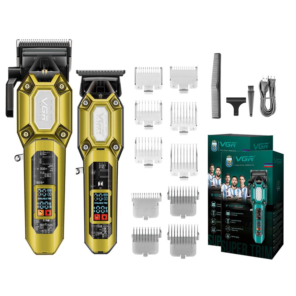 New VGR 900 T-shaped Blade Hair Clipper Transparent Body Electric Professional Men's Hair Clipper LED Intelligent Digital Carving Electric Thruster