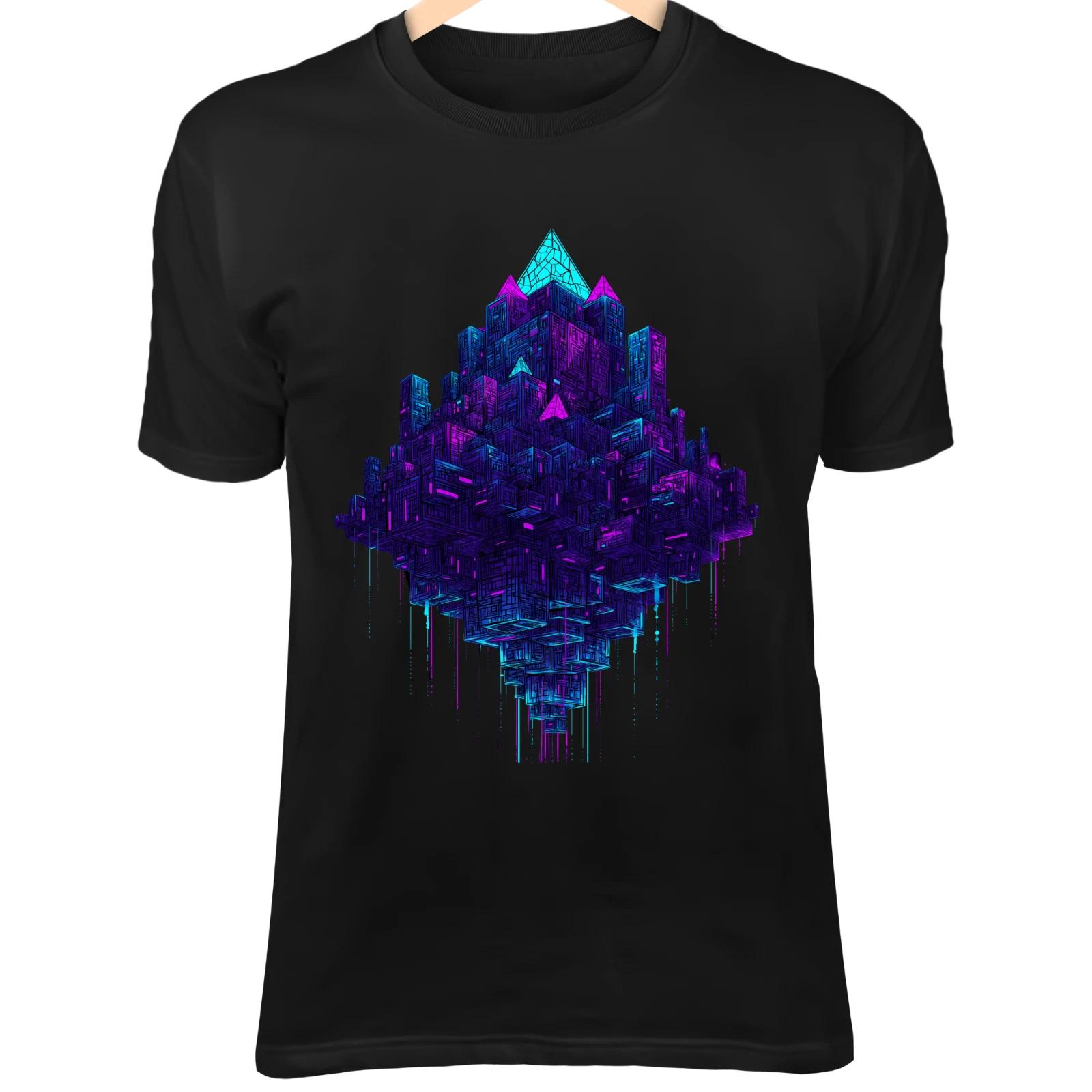 Geometric Cityscape - Glowing Pyramids, Floating Cubes XL
