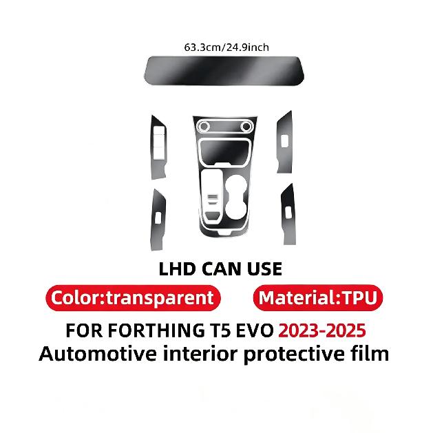 For Forthing T5 EVO -2025 Interior Transparent TPU Protective Film Screen Protective Interior PPF Film Center Console