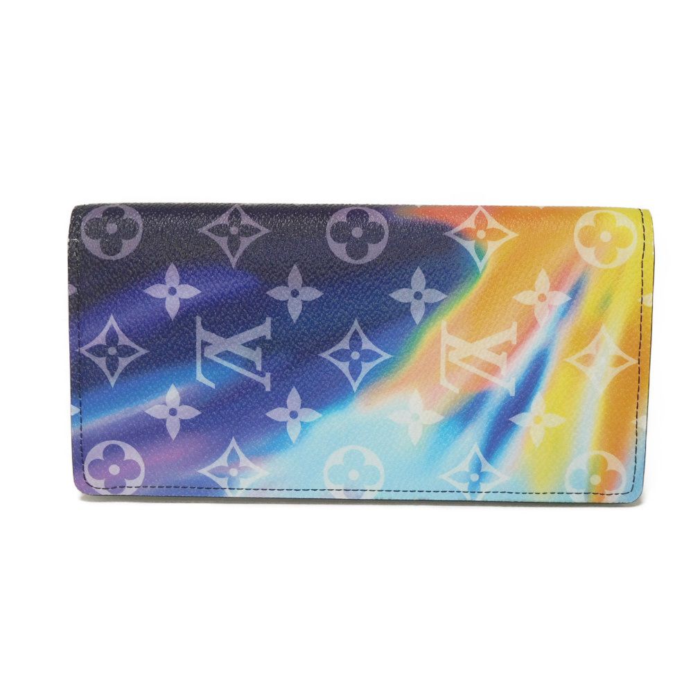 Used 12564 Portefeiulle Braza M80957 7940 LV logo tie-dye gradient RFID IC chip monogram sunset rainbow men's from