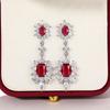 925 Sterling Silver Red CZ Hanging Flower Earrings for Women Engagement Wedding Party Elegant Earrings Fashion JewelryGood product