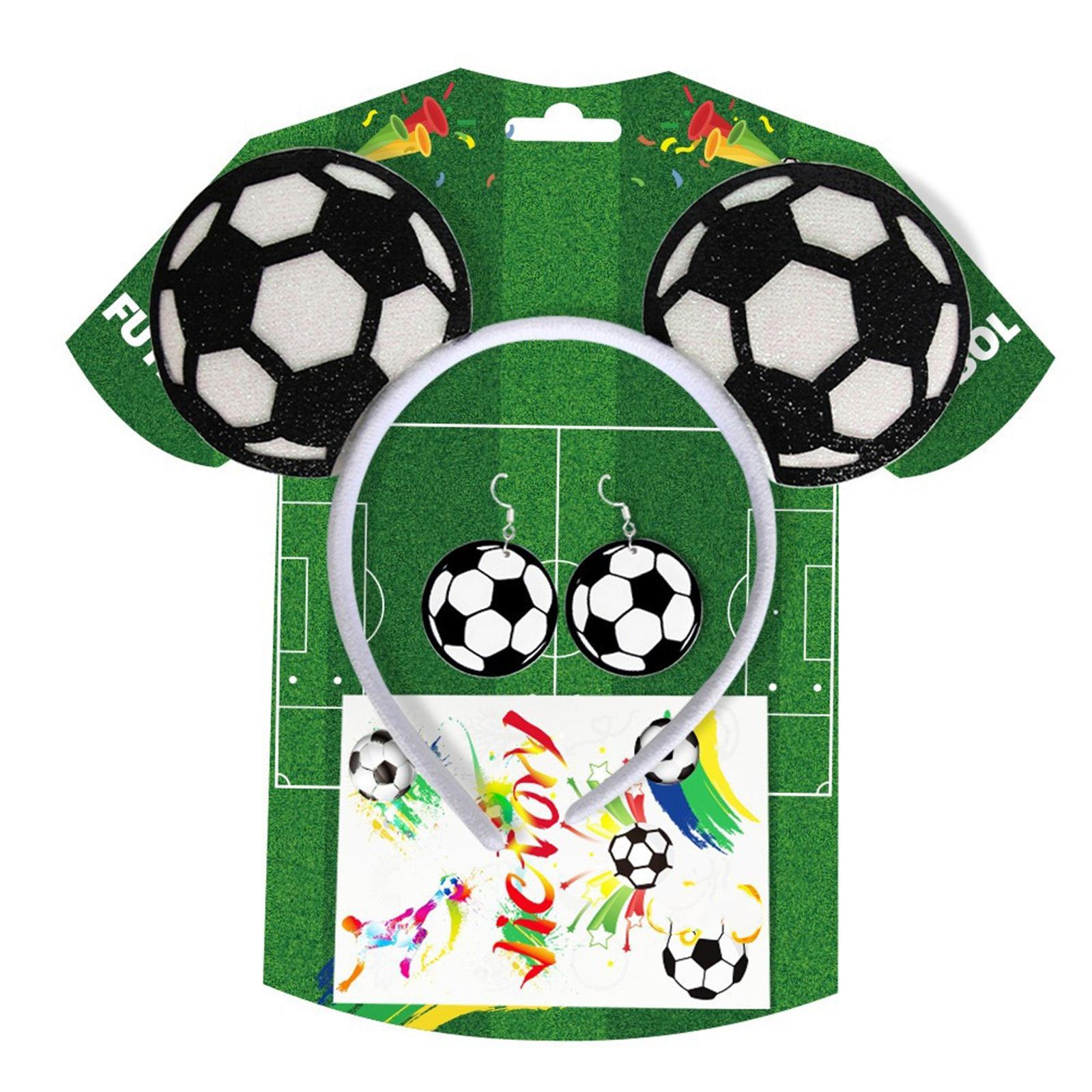 Soccer Fan Headband Earrings Temporary Tattoo Set Three Piece Accessories for Sports Events Supporters Game Day Outfit one size