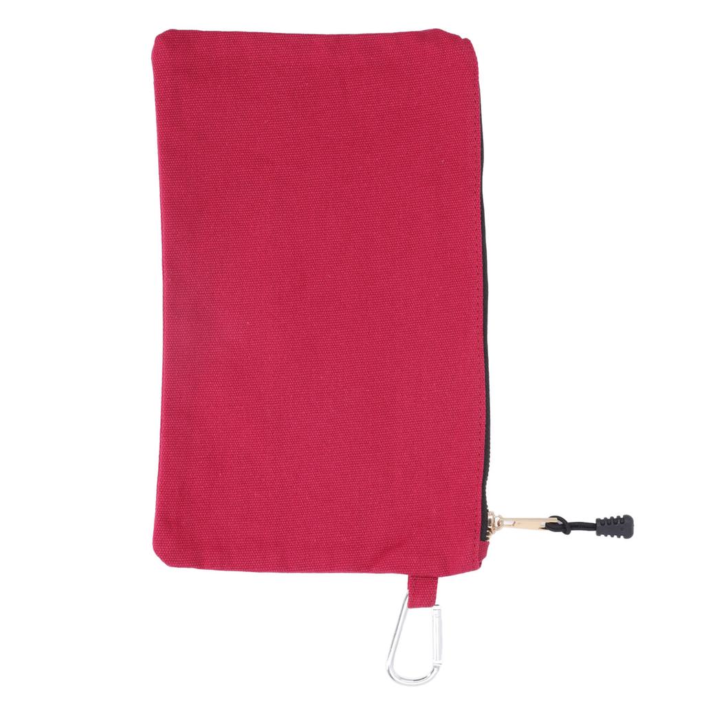Bolsa de herramientas con cremallera multipropósito de lona impermeable portátil con mosquetón para almacenamiento rojo oscuro