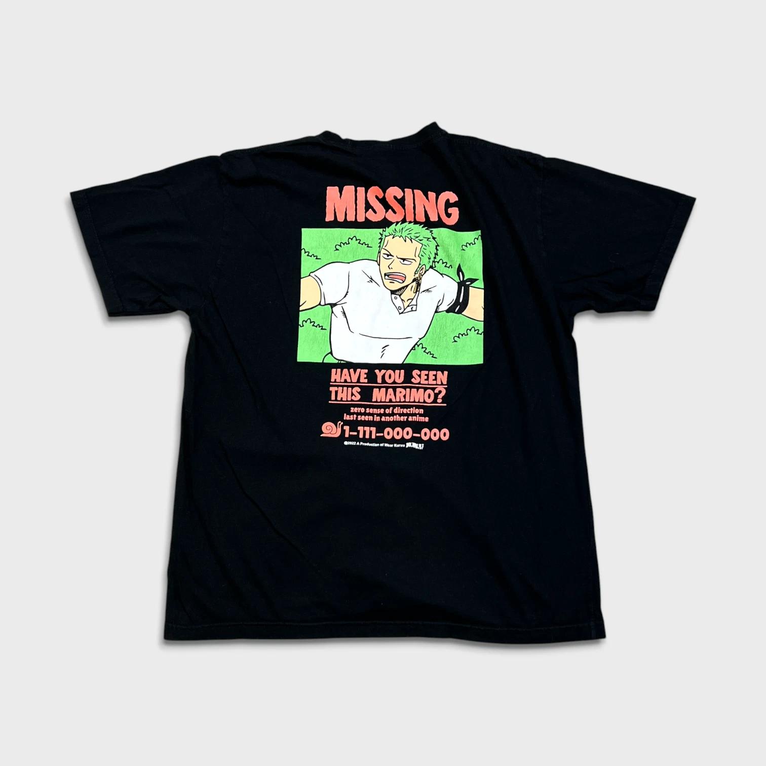 

2022 Kuruu One Piece T Shirt Mens XL Black Missing Zoro Anime Graphic Tee S