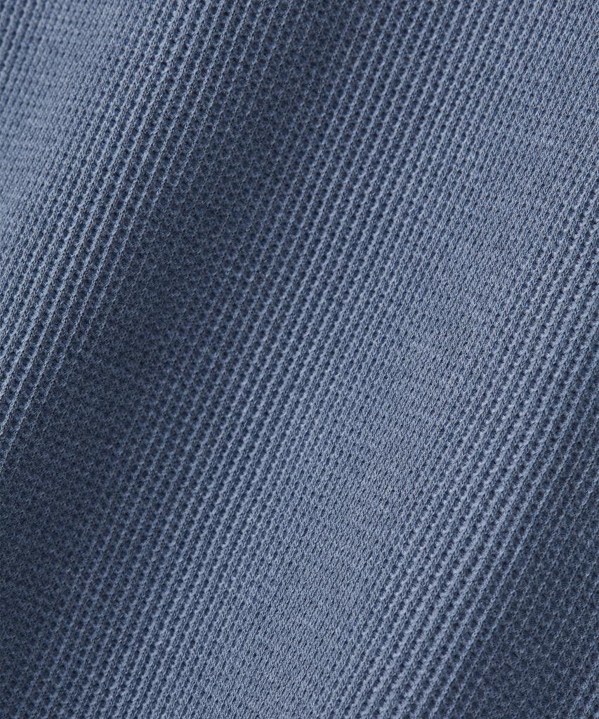 Uallong Layered Loose Waffle Henley Neck Long Sleeve Tee - Fade Navy