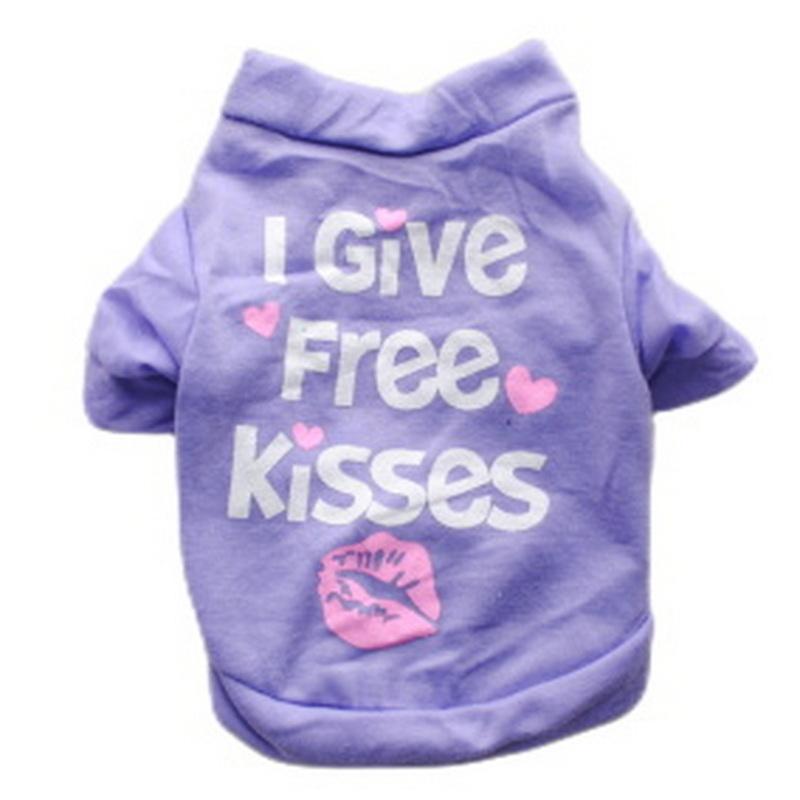 

Весенне-летняя одежда для собак и кошек, одежда с буквенным узором для губ, одежда ярких цветов для щенков для домашних животных M фиолетовый