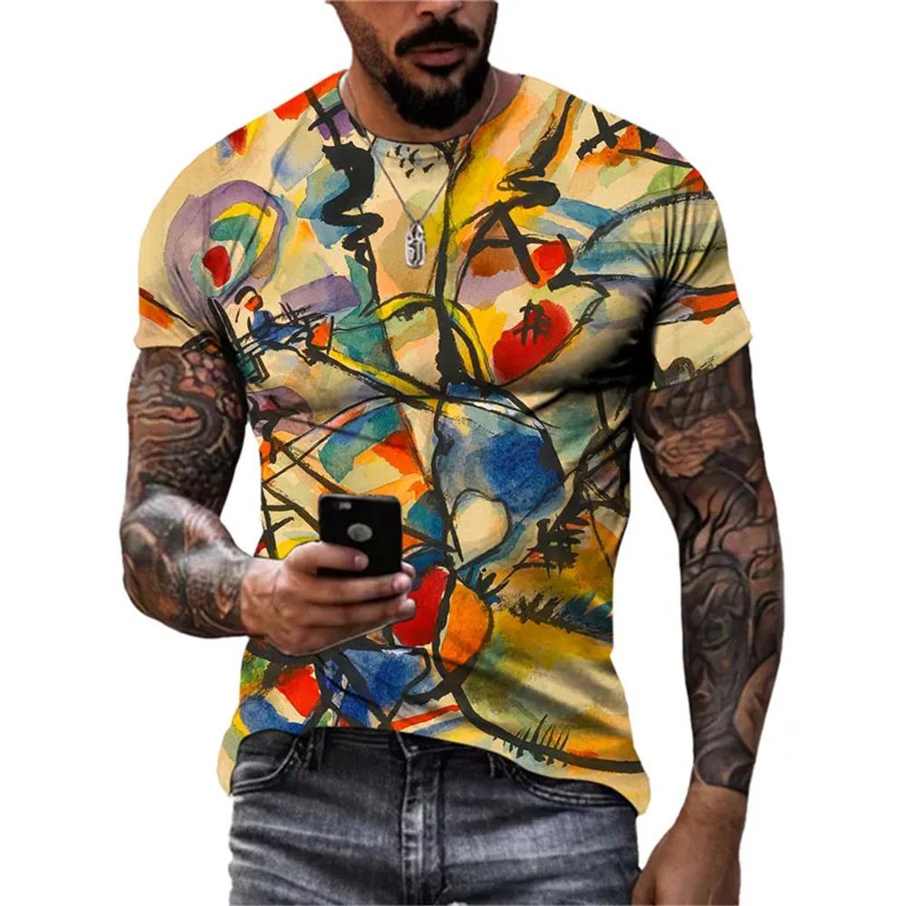 New Abstract Graffiti Street Style Men's T-Shirt 3D Stereo Printing Trend Fashion Harajuku Round Neck Short Sleeve T Shirts Tops