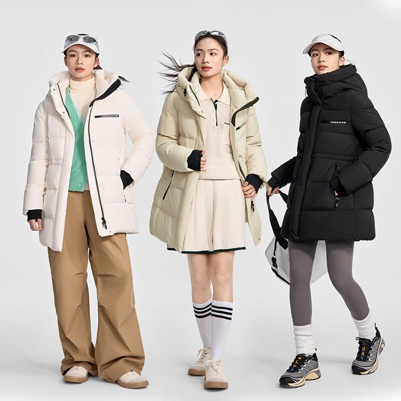Qianrengang Women's Mid-Length Hooded Down Jacket Y309099Y