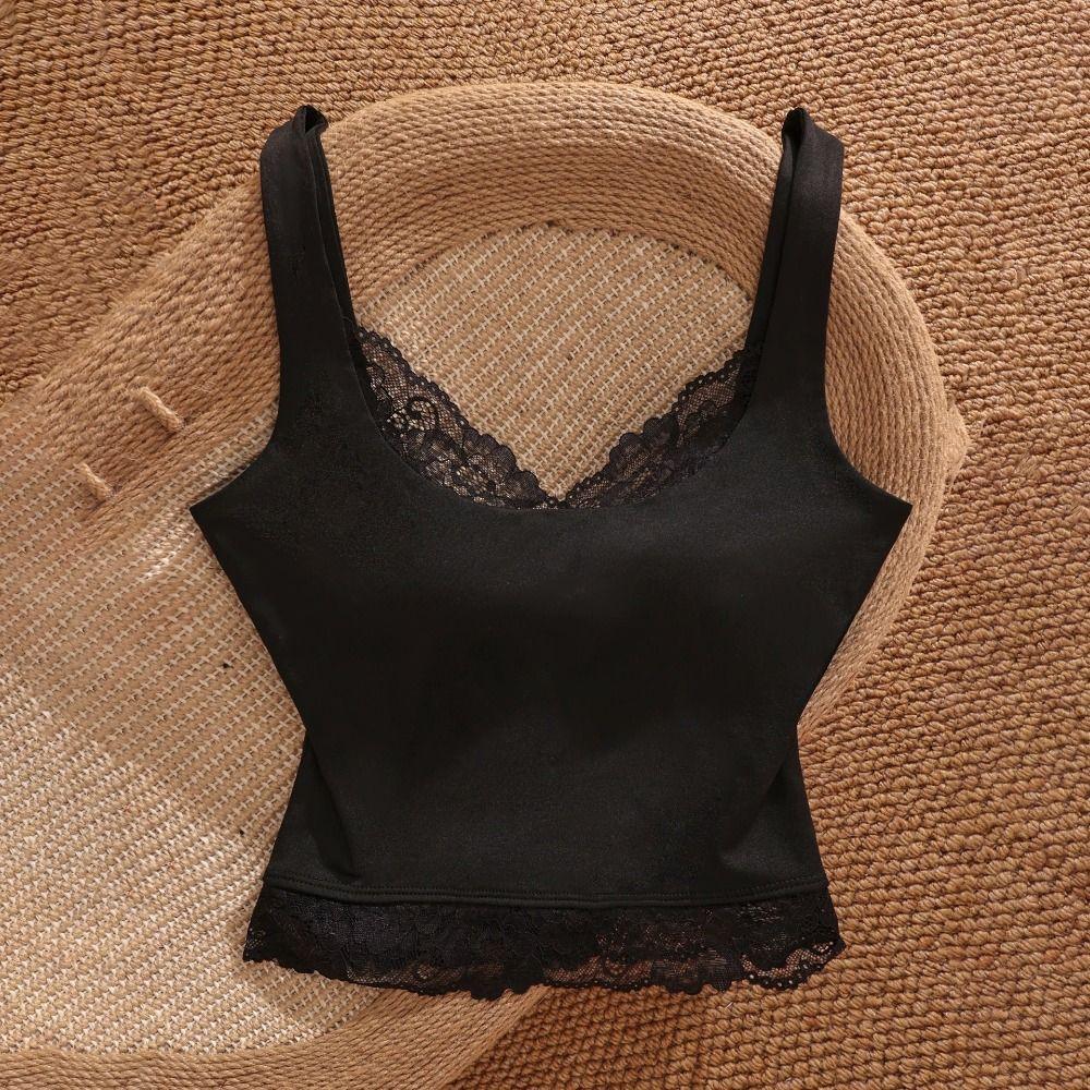 Solid Color Girl's Vest Top Sleeveless Spaghetti Y2k Top Fashion Lace Sling Tank Summer