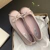 Red shallow single shoes female spring new French retro gentle fairy wind round head ballet flat beanie shoes
