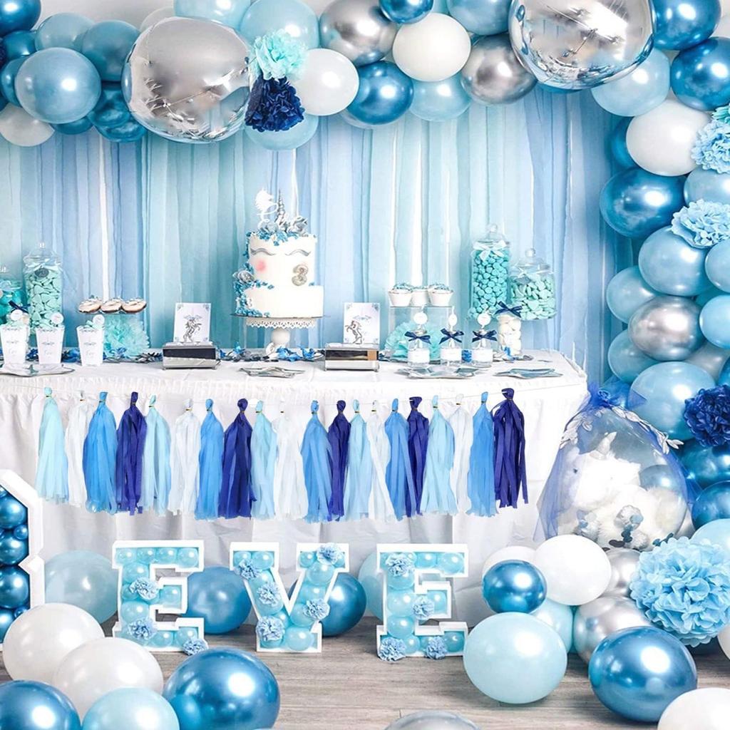 White Tassel Garland 20 Pcs, Tissue Paper Tassels Garland Banner for Party Birthday Wedding Decoration Baby Shower Table Decor