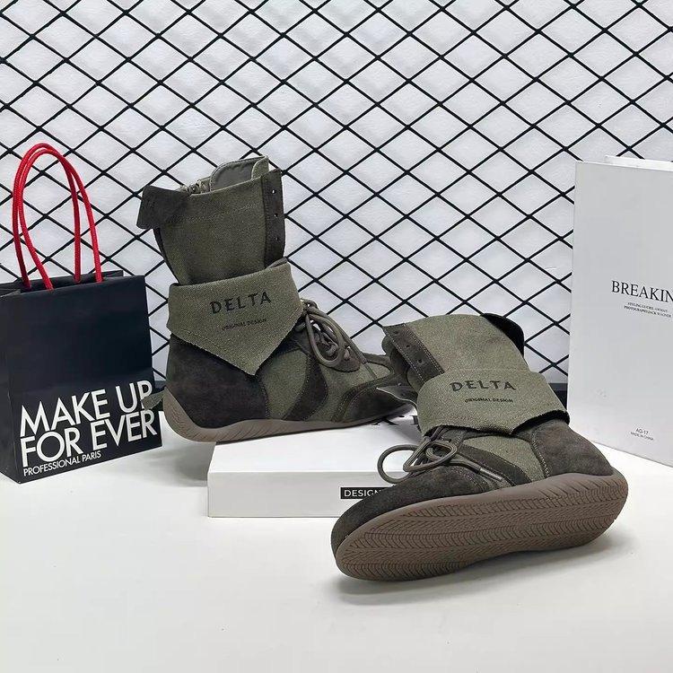 2025 new thick-soled short boots women's summer outer wear medium tube Martin boots retro inner height increase wasteland wind tooling boots women