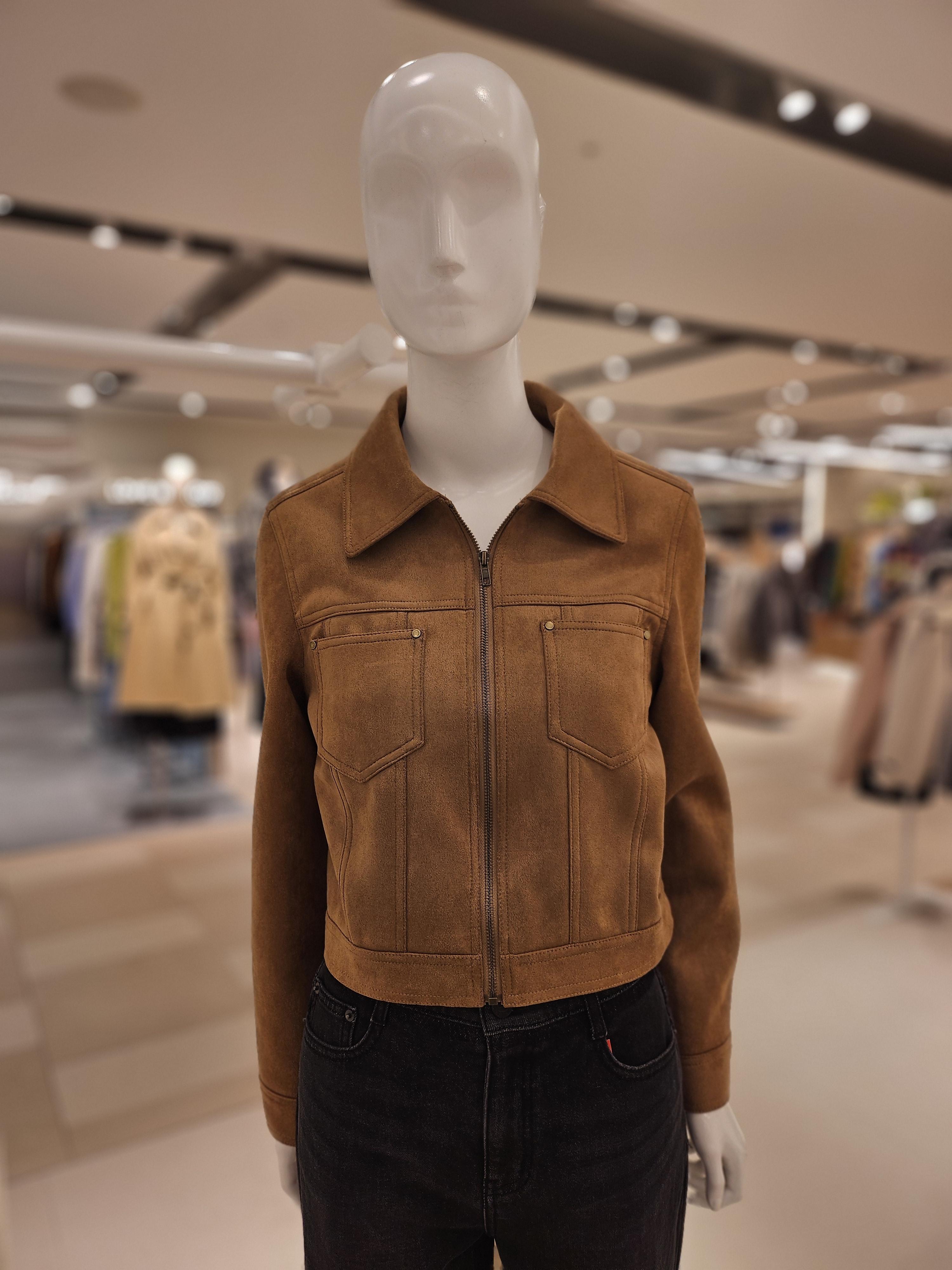 Куртка на молнии с воротником из замши MC3LEN3 S кремовый