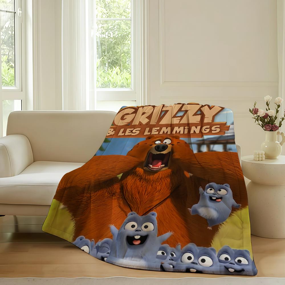 Funny G-Grizzy and The Lemmings Blanket Warm Soft Suitable For Bedroom Sofa Bed Living Room Office Travel Camping Gifts