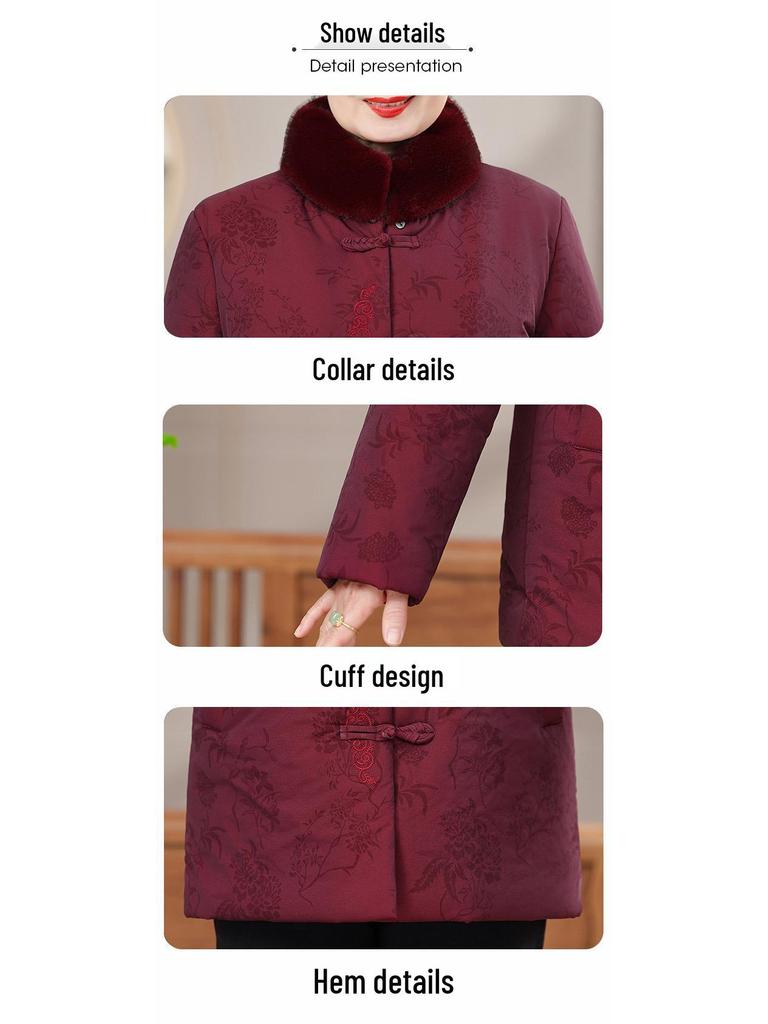 Hengyuanxiang Winter Cotton Jacket: Chinese Style for Elderly Women, Perfect for Grandma's Birthday or Mom's New Year Celebration