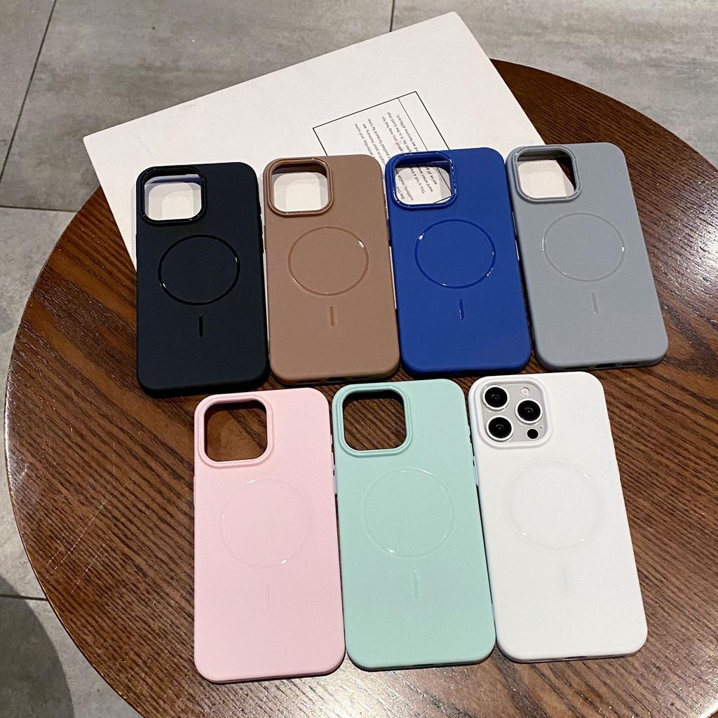 Applicable To IPhone17 ProMax Thin Ring Magnetic Suction Phone Case Matte Apple 16 Silicone Anti Fall 15 Protective Case