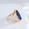 Kienl New  Rose Gold Color Big Ring For Women Blue Natural Zircon Vintage Ethnic Bride Ring High Quality Daily Jewelry