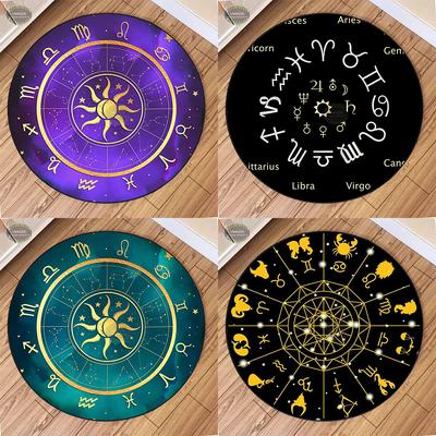 Mysterious Constellation Twelve Constellations Tarot Round Floor Mat Home Living Room Bedroom Decorative Carpet