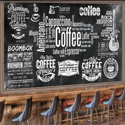 Kaffee-Thema Tapete Tafel Handgemalte Kaffee Retro Wandbild Coffee Shop 3d Wand Papier Fast Food Restaurant Tapete