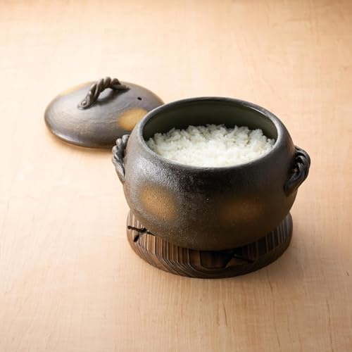 Banko Ware Rice Cooker, 3-Cup Capacity, Round, Ivory, Fluffy, Rice Pot, Direct Heat Compatible, Made In Japan, Product Number 19156