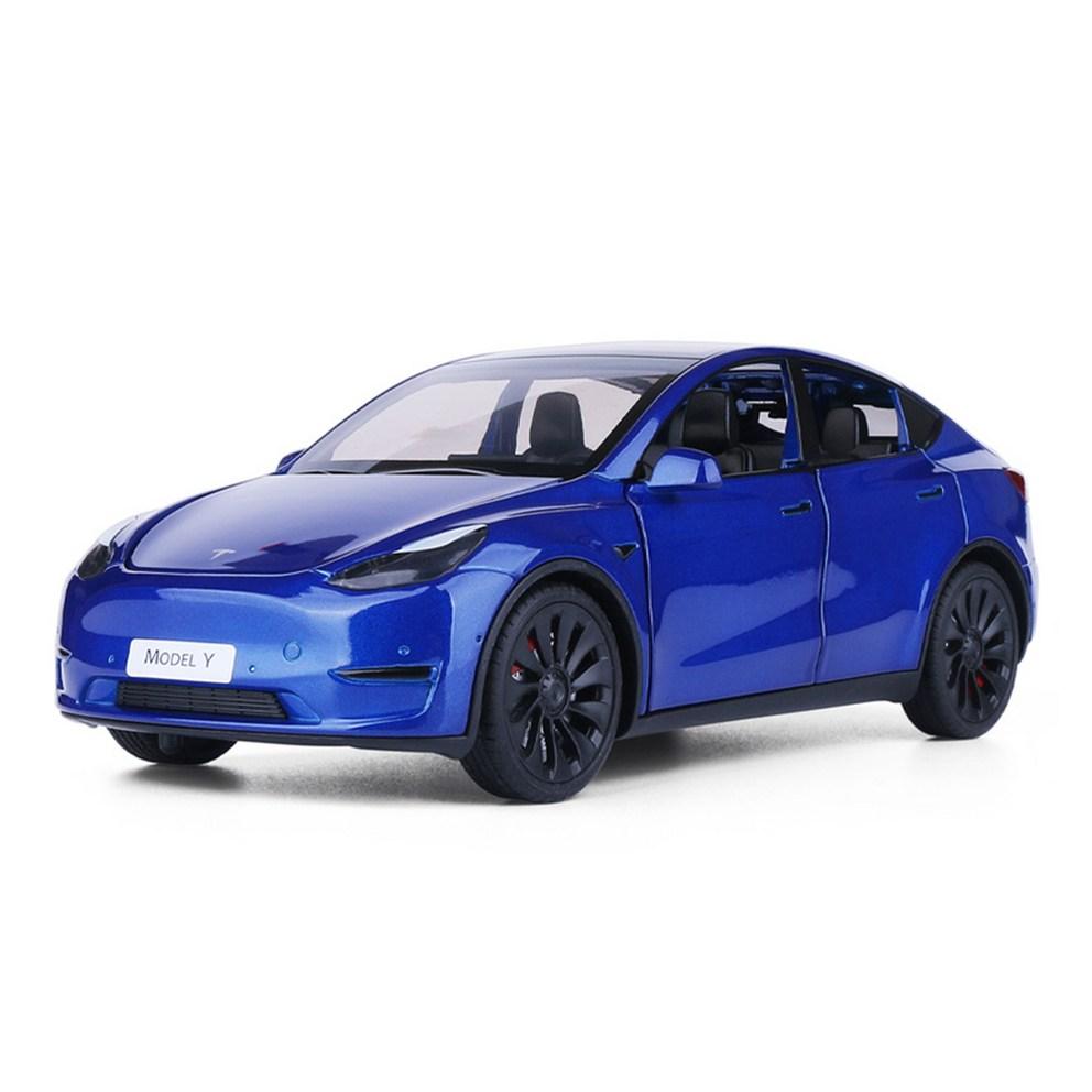 1:24 Scale Diecast Tesla Model Y Electric Vehicle (EV) Alloy Pull-Back Car Model - Blue