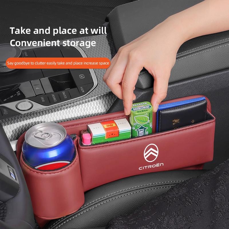 PJHC7 Car Seat Organizer Gap Filling Storage Box For Citroen C5X C3 C4 Aircross Picasso Cactus Celysee e-C3 e-C4 C6 C1 C2 Berlingo
