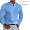 Men Tops Solid Color Slim Fit Long Sleeves Pullover Colorfast V Neck Casual Plus Size Autumn Shirt Men Clothes