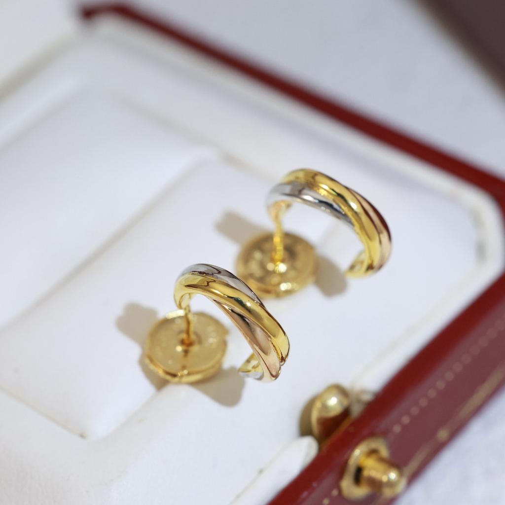 Three-ring Three-color Earrings Half-hoop Design Crafted with Precision Suitable for Gift-giving and Everyday Wear, Made of Hypoallergenic Material