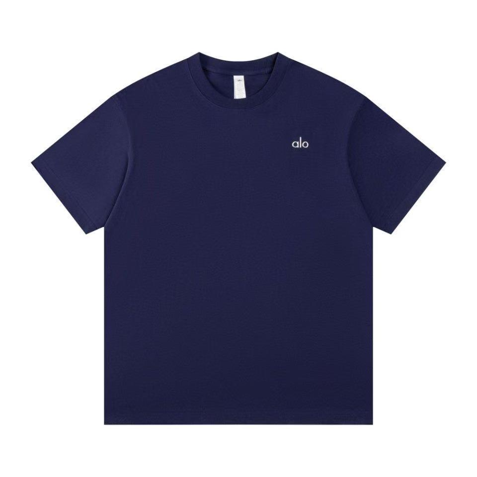 Alo Summer 3D Silver Logo Medium-Length Casual Cotton T-shirt