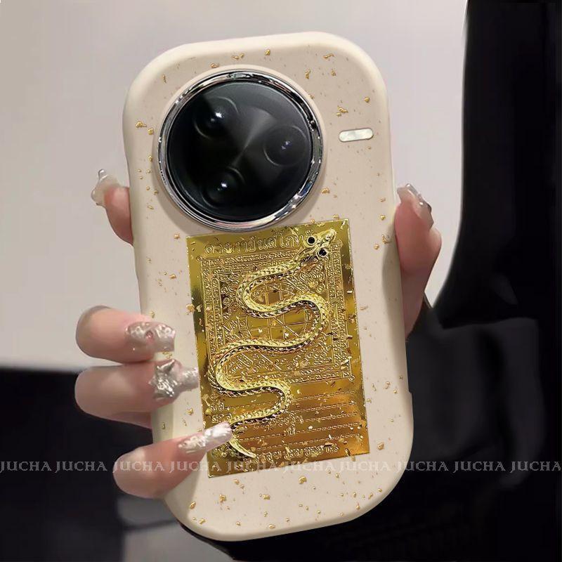 Premium Full Coverage Silicone Phone Case Redmi K80 Pro K70 Series With Gold Foil Snake Design Anti-Drop Protection Xiaomi Redmi K80 Pro