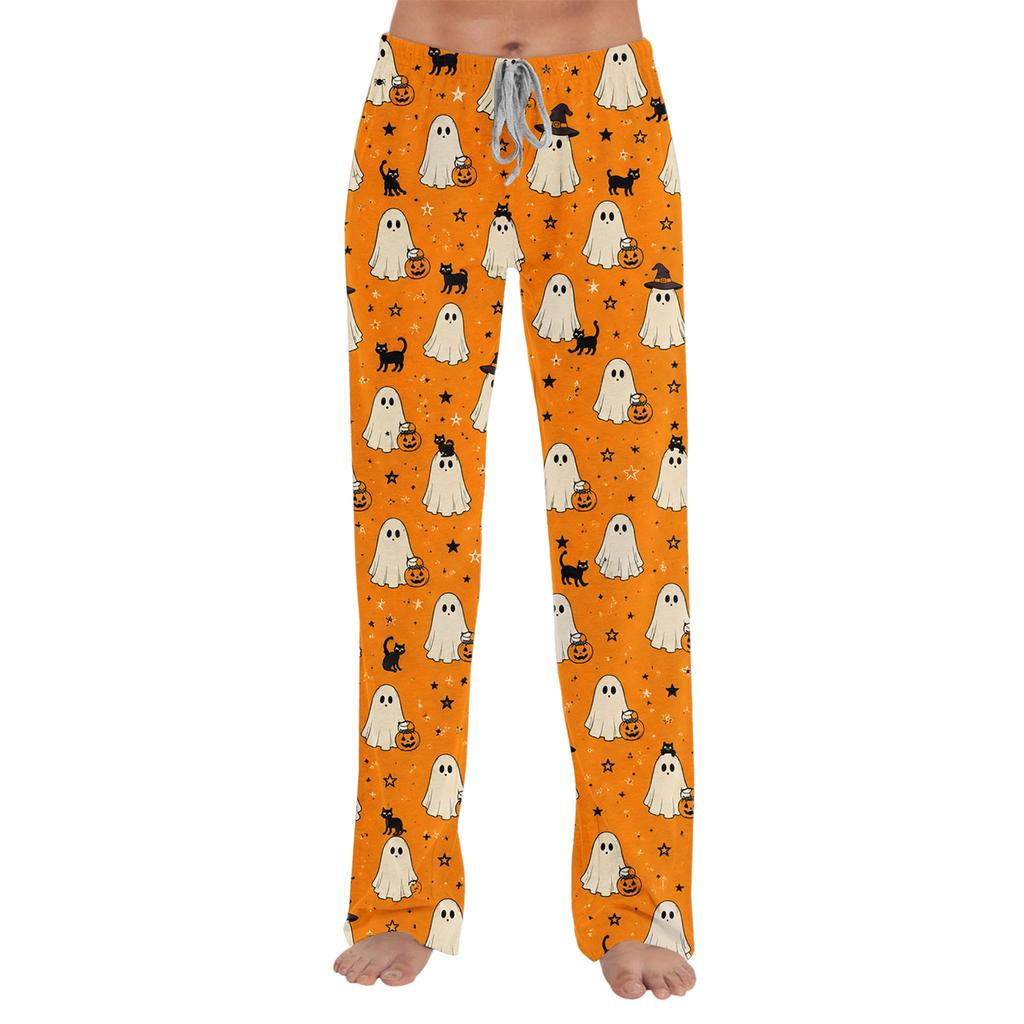 Women's Loose Fit Halloween Print Pajama Pants for and Sleep