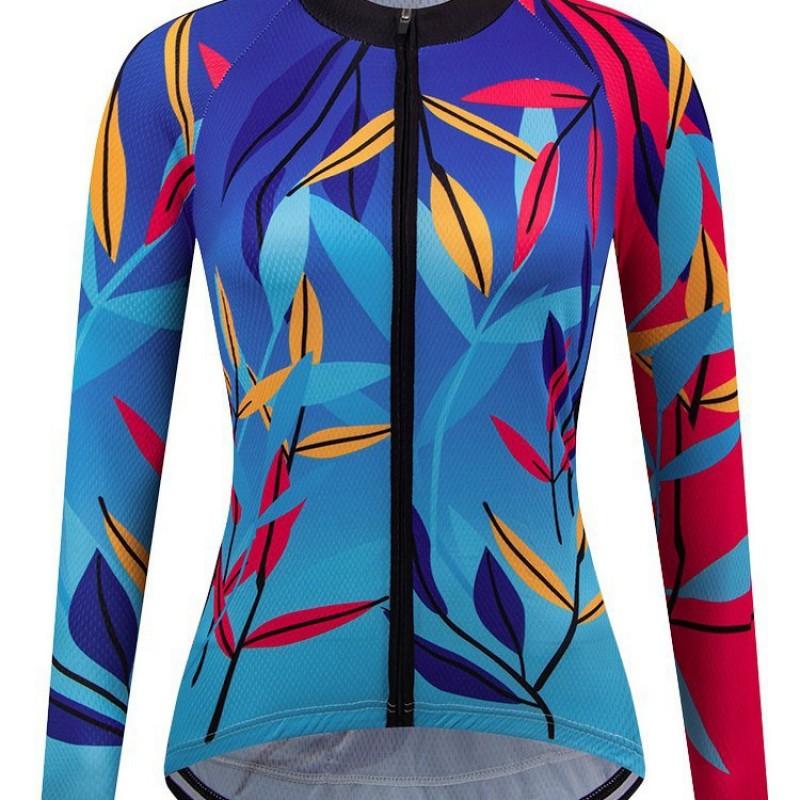 Womens Long Sleeve Cycling Jersey Breathable Quick Dry Mountain Road Bike Top