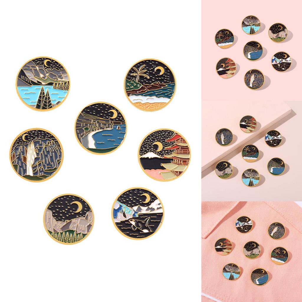 Unique Geometric Metal Brooch For Men And Women Creative Scenic Design In Alloy