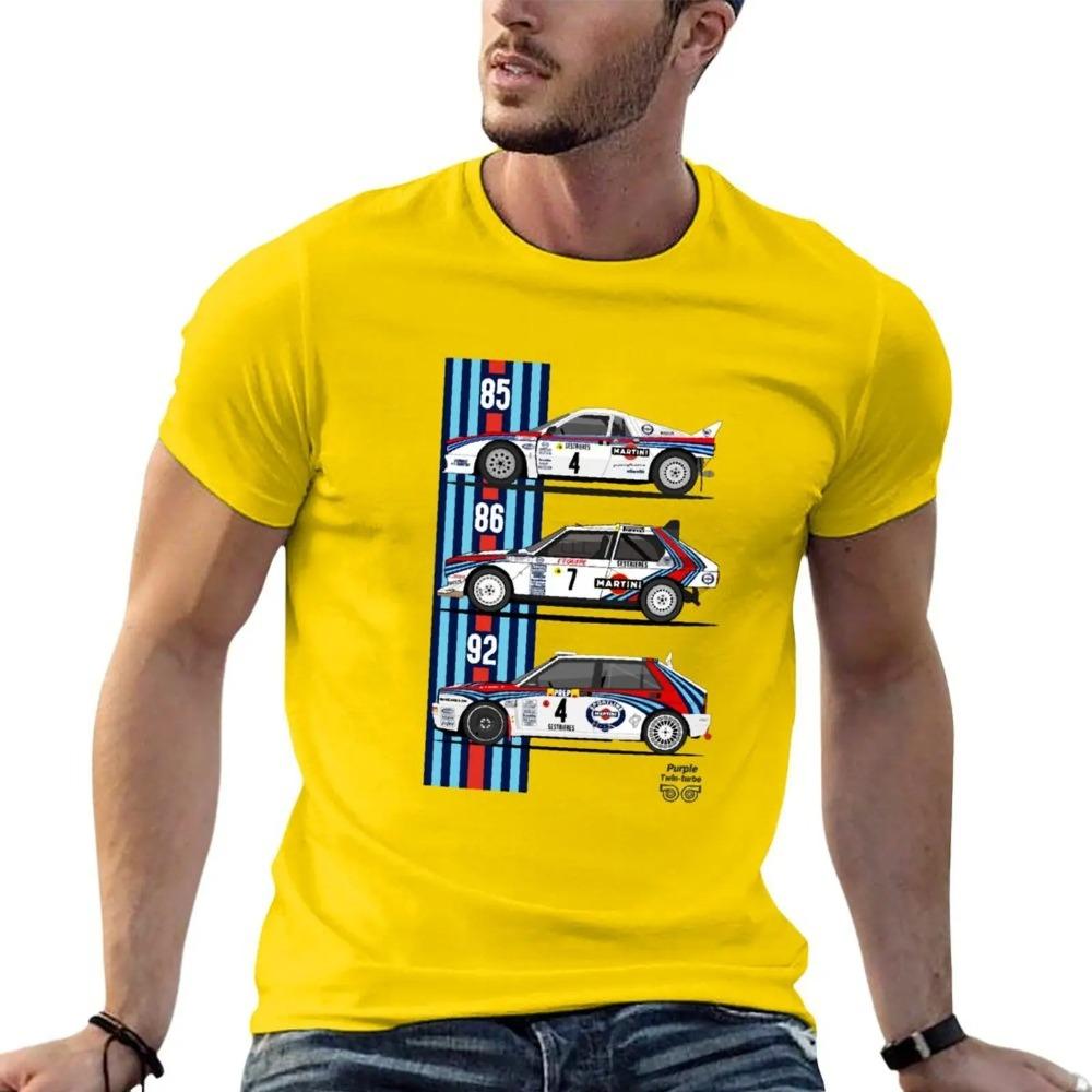 Oversized Black Short-Sleeve T-Shirt Featuring Lancia Martini Rally WRC Legendary Cars Graphic Print for Rally Enthusiasts & Classic Car Lovers