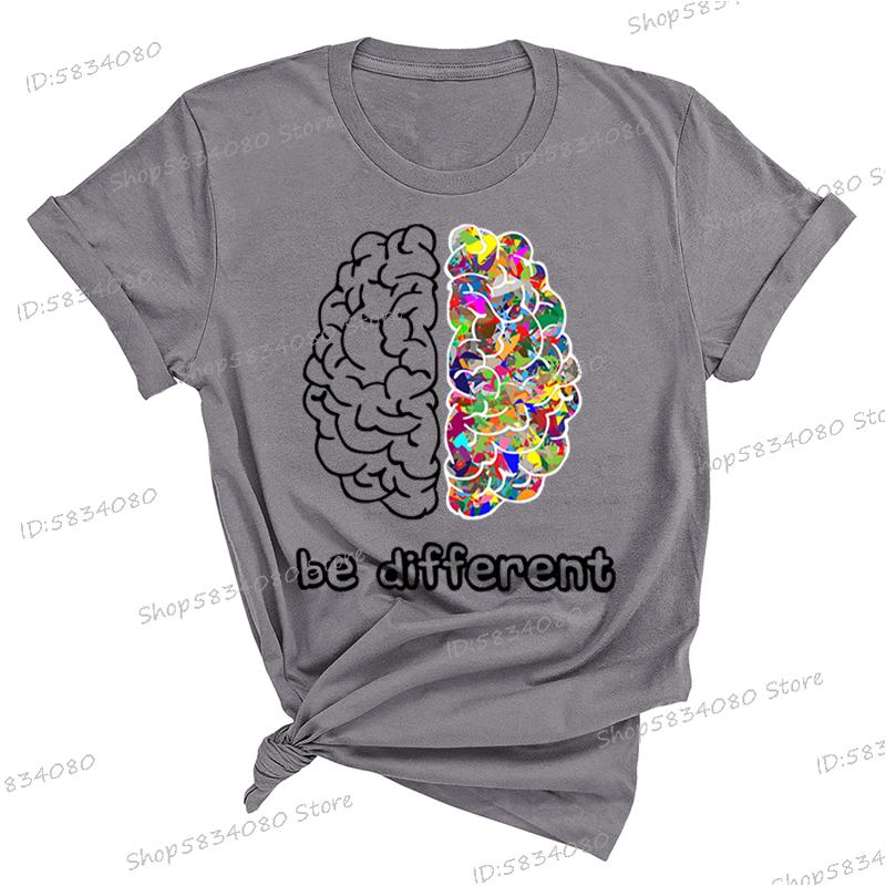 Autism Awareness Day Essential Tshirt Autist Brain Be Different Graphic T Shirts Autism Awareness Crew Neck Short Sleeve Tshirt