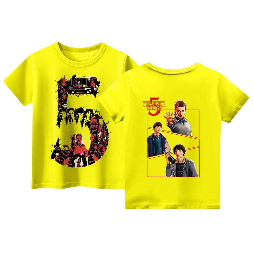 Children's Short Sleeve Tops Casual Print T Shirt Round Neck Pullover Blouse