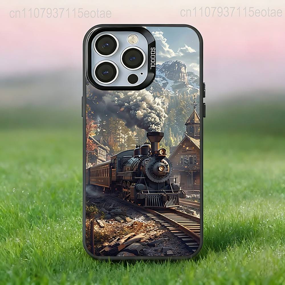 Vintage Classic Steam Train Railway Phone Case For iPhone 17,16,15,14,13,12,11,Pro,Max,Plus,E,Air,Mini Anti Fall Black  Bumper
