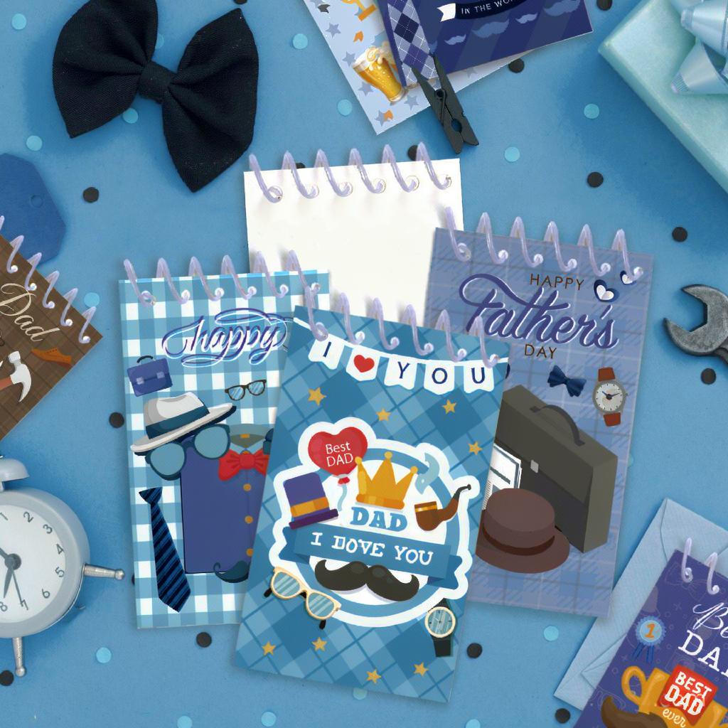 8pcs Father's Day Spiral Notebook Dad Gift Pocket Journal Tear-Off Memo Pad Party Favor Stationery Office School Supplies