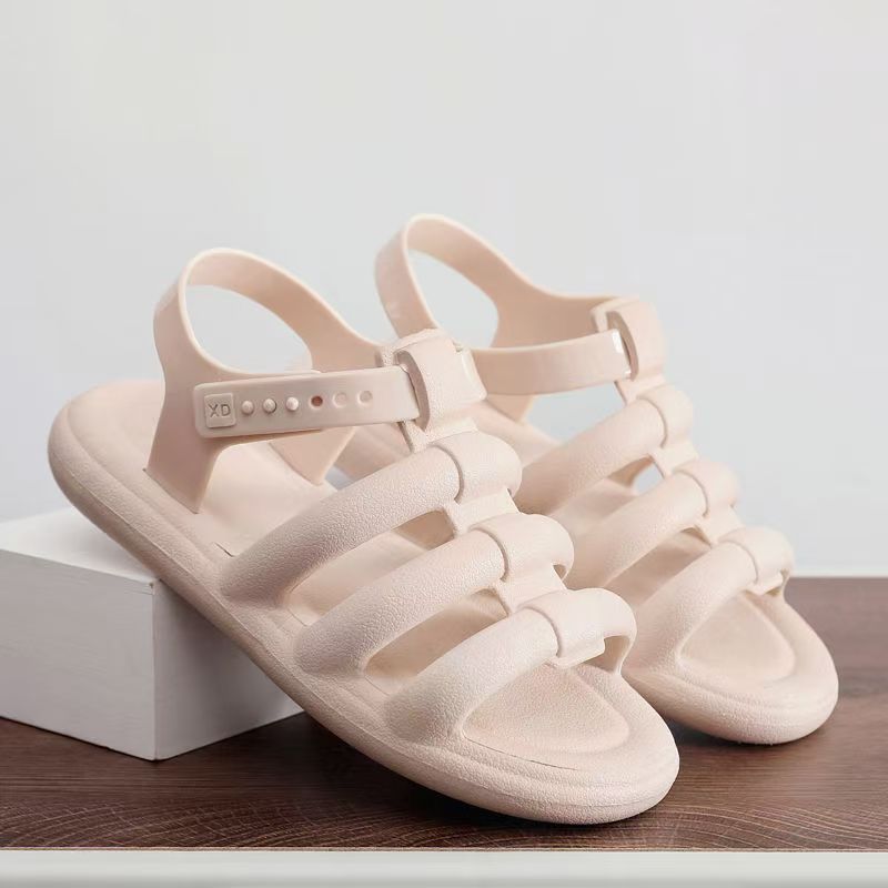 Women's Open Toe Flat Sole Beach Sandals Summer New Injection Molding Non Slip Waterproof Cave Sandals Light Vacation Sandals