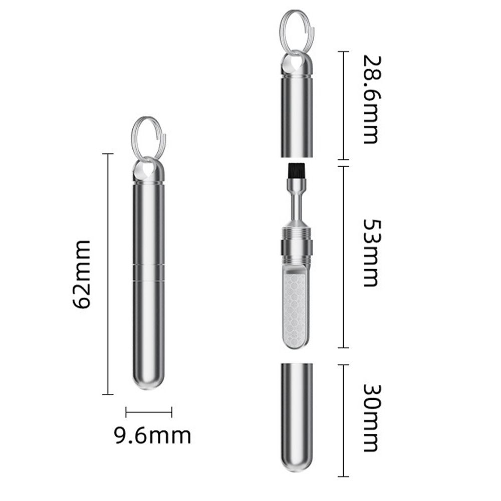 Mini Cleaning Brush & Nail File Zinc Alloy Nail Grooming  Mobile Phone Earbuds