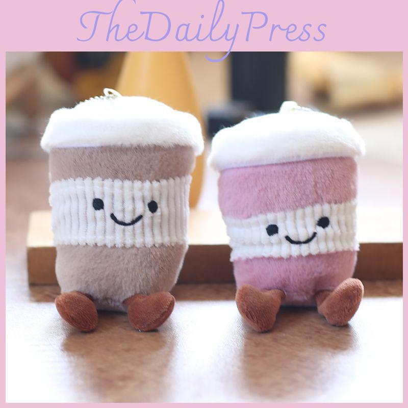 Plush Toy Keychain With Super Soft Short Plush Milk Tea Cup Design For Girls Backpack Charm Home Decor Gift