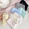 Bow Socks, Women's Mid-calf Socks, Spring and Summer Pile Socks, Embroidered Heart-shaped Trendy Cotton Socks, Long Pile Socks