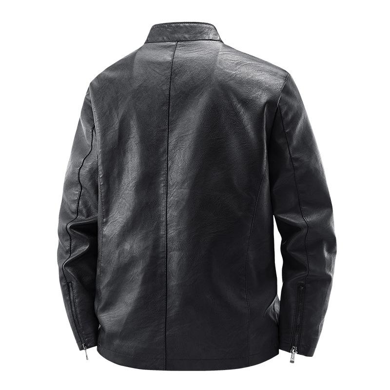 Spring and autumn new men's leather jacket stand-up collar jackets teen trendy men's decorative casual trendy leather jacket