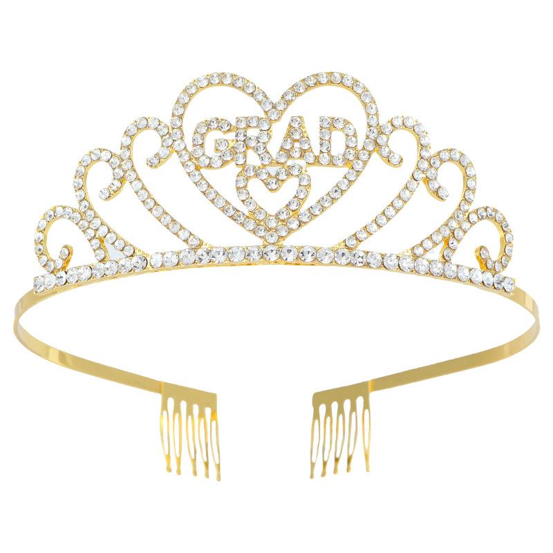 Fashion Alloy Crystal Graduation Crown Headband GRADATION Party Headdress Crown Hair Accessories