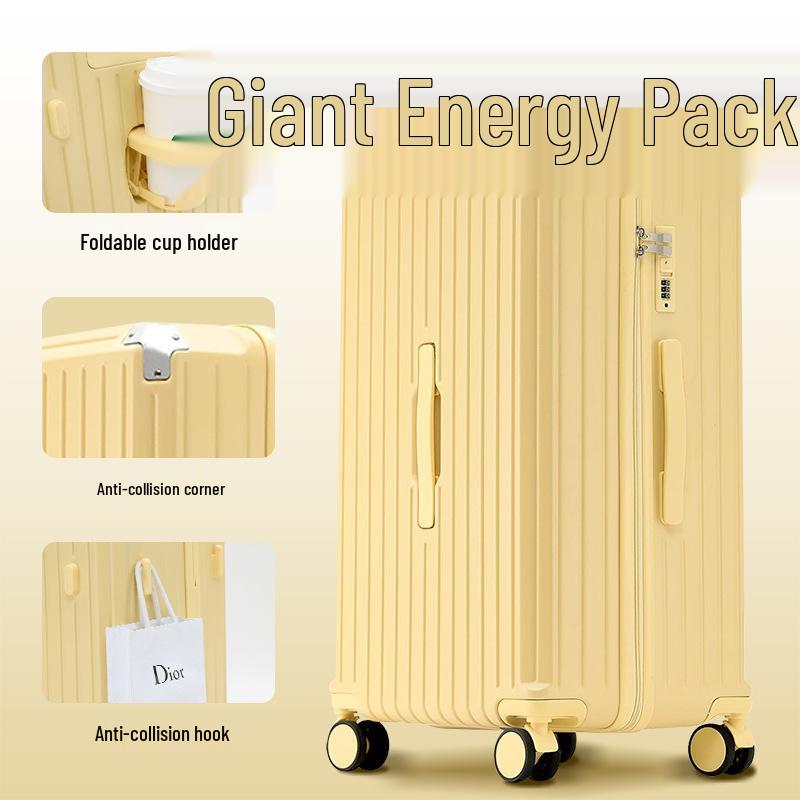 26-inch Durable Leather Suitcase with Universal Wheels and Combination Lock - Unisex Travel Trolley