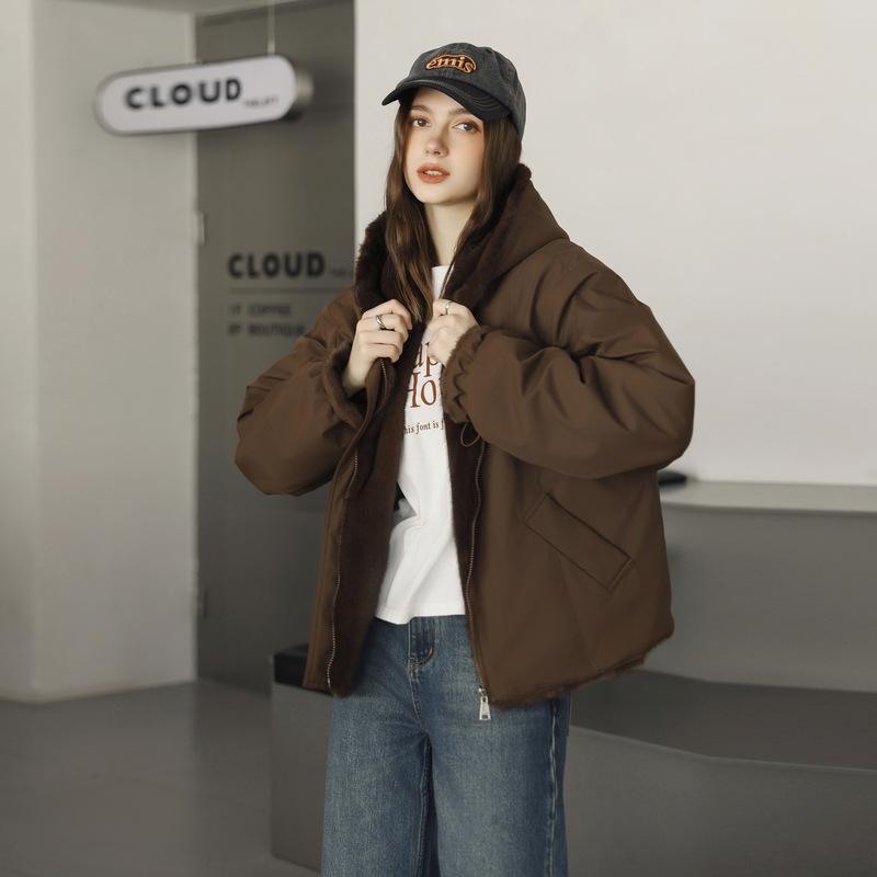 Winter Neuer Stil Wendbare Kapuzenjacke Einfacher Koreanischer Stil Baumwollgepolsterte Jacke für Damen
