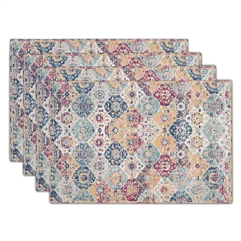 Bohemian Geometric Retro Placemat - Vintage Polyester Heat-Resistant Dining Mat