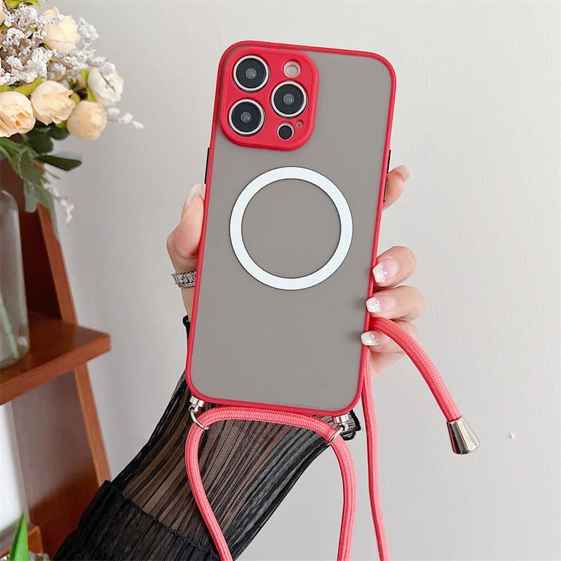 Custodia Tracolla Per IPhone 15 Plus Blaspins, Silicone Liquido Con Cinturino Regolabile 150 Cm, Protezione Caduta, Rosso